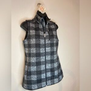 Calvin Klein~Warm Cozy Plaid Fleece Vest~Zip-Up~Pockets~Layering Piece~Size S